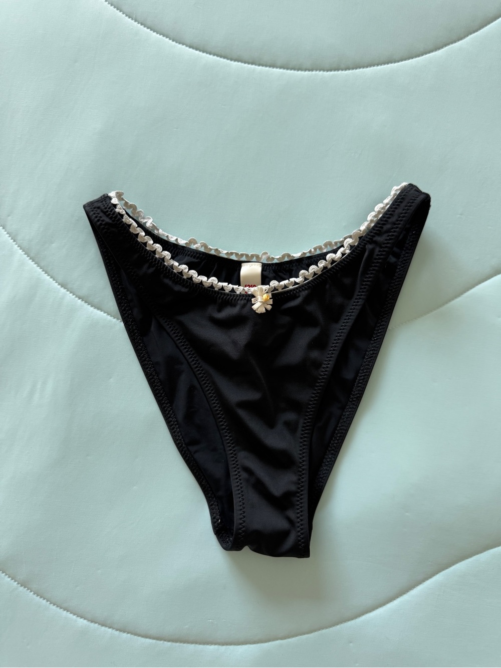 Solid and striped black high leg bikini bottom